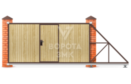 Ворота деревянные откатные 1750×2000 ЗМК-7717
